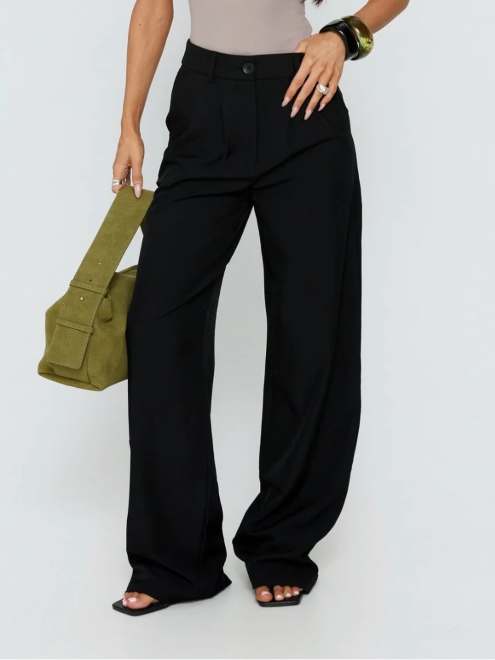Princess Polly Black Wide-Leg Trousers